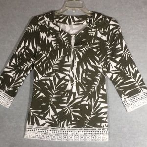 TALBOTS Super Soft Modal and Cotton Jungle Print Cruise Wear with Lace Accents